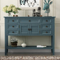 Light Blue Green Pine Console Table with 7 Drawers 1 Cabinet 1 Shelf L77747