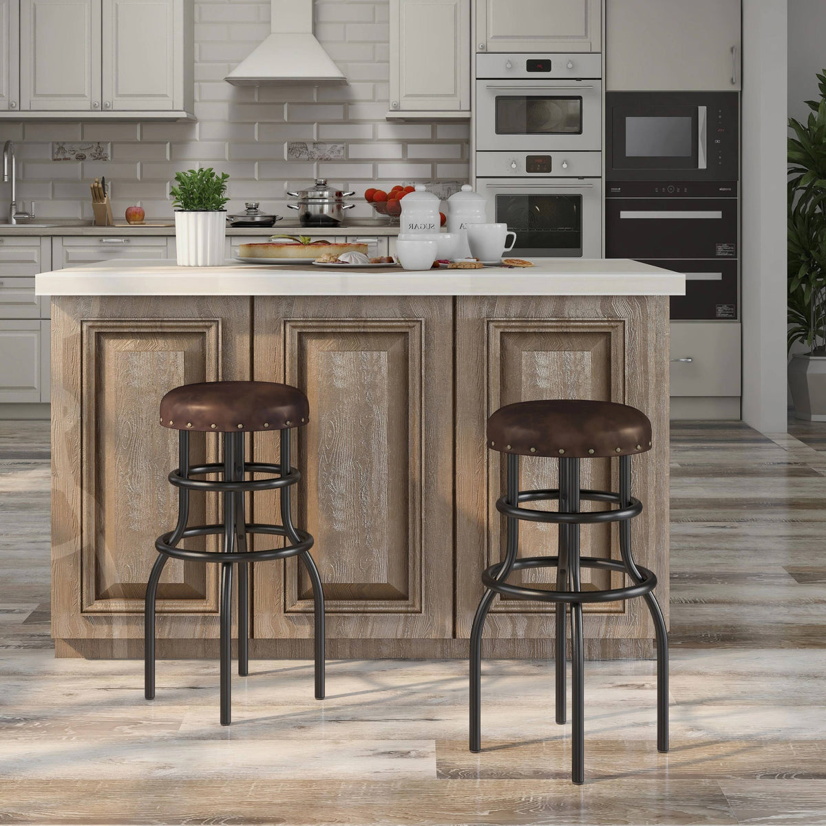 Rustic Bronze Counter Barstools Set of 2 I5613