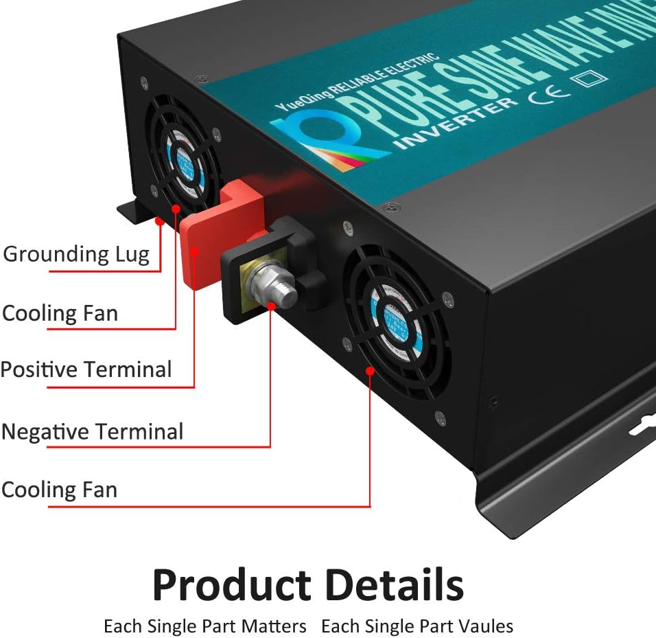 3000W 48V 120V Pure Sine Wave Power Inverter with 2 AC Outlets H341