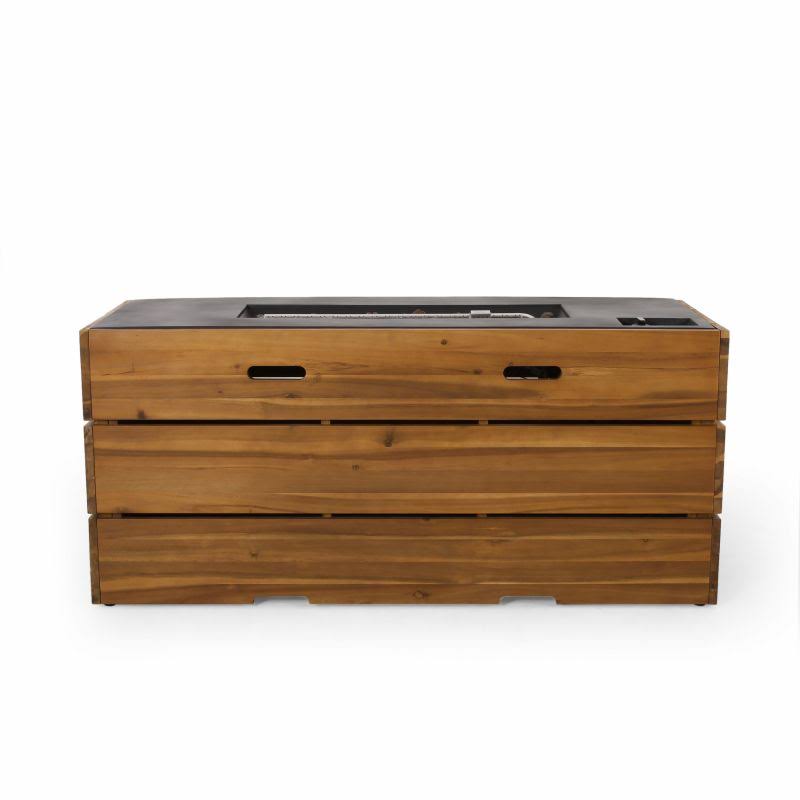 Acacia Wood 55 inch Rectangular Fire Pit 40,000 BTU Z87765