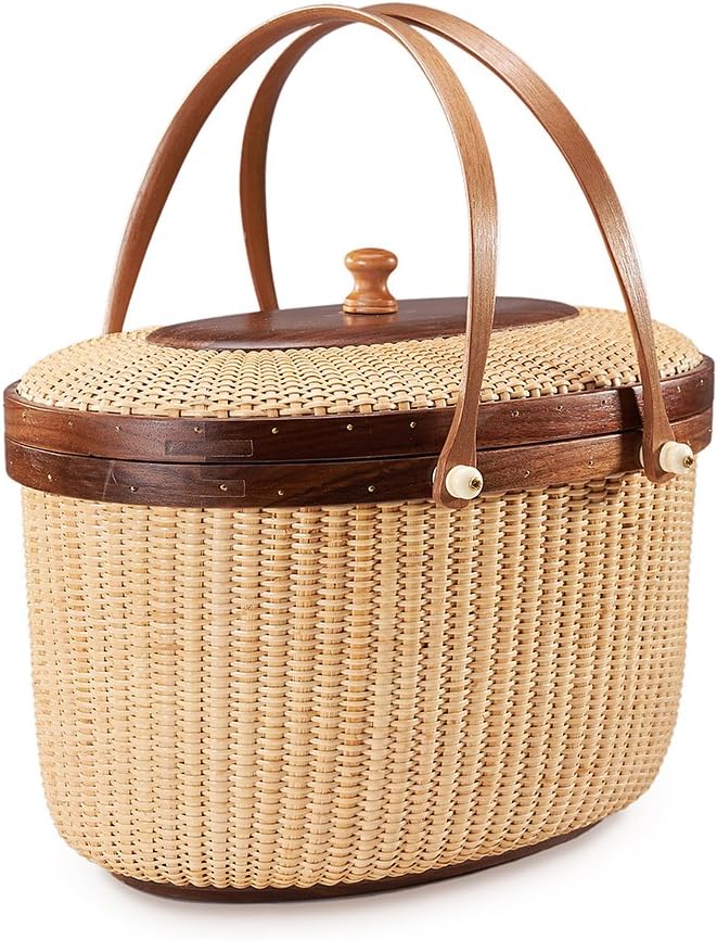 Cane-on-Cane Weave Basket with Two Swing Handles T851750