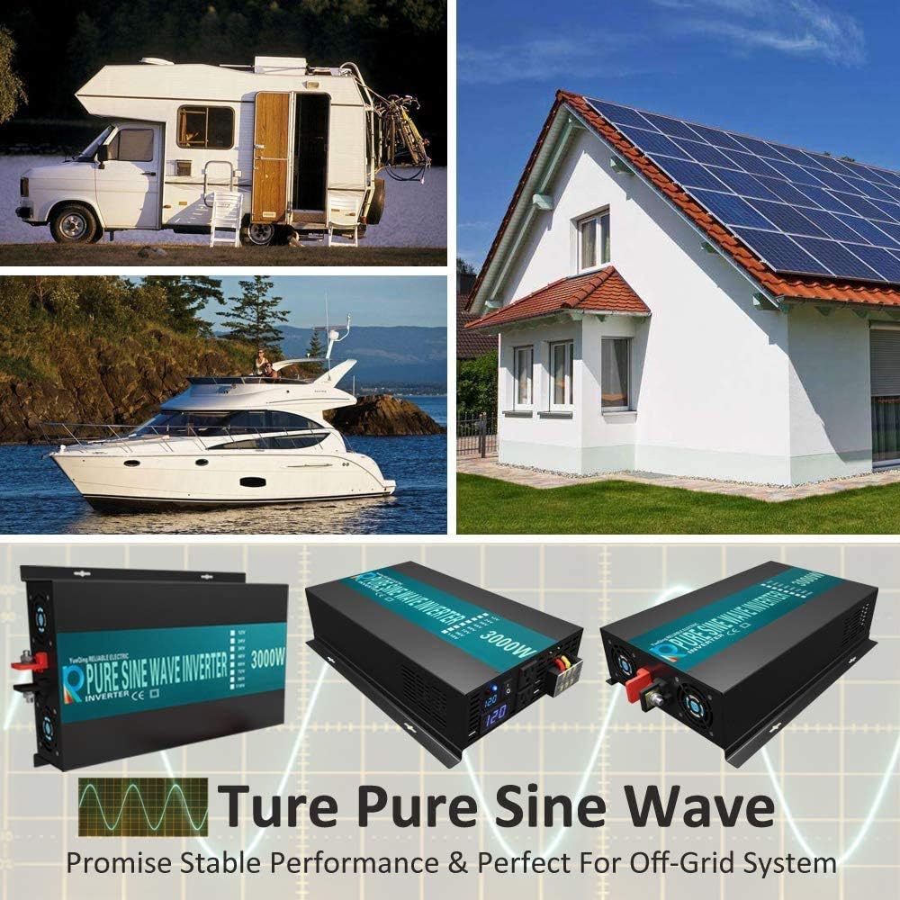 3000W 48V 120V Pure Sine Wave Power Inverter with 2 AC Outlets H341
