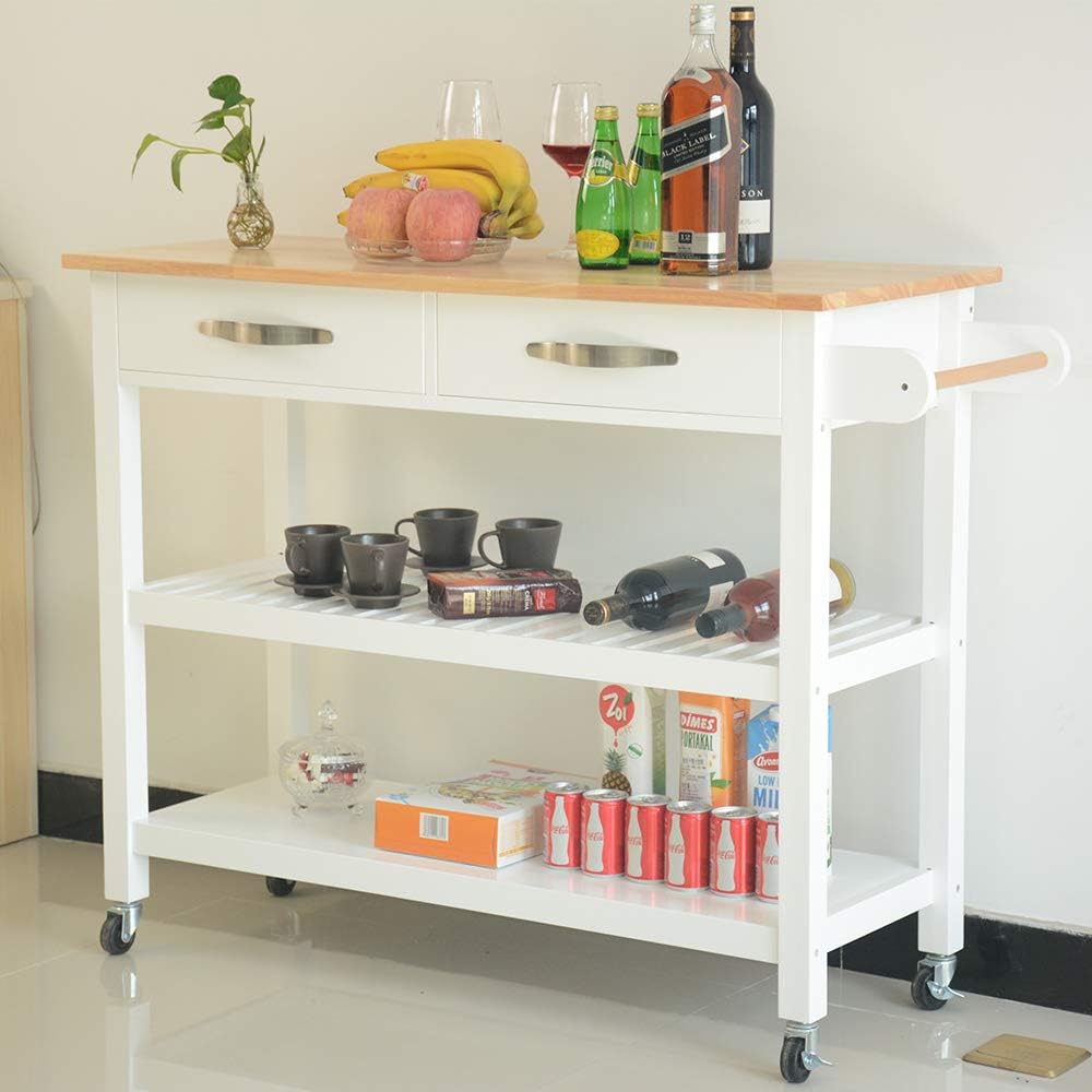 Kitchen Island on Wheels with Drop Leaf 2 Drawers W829446