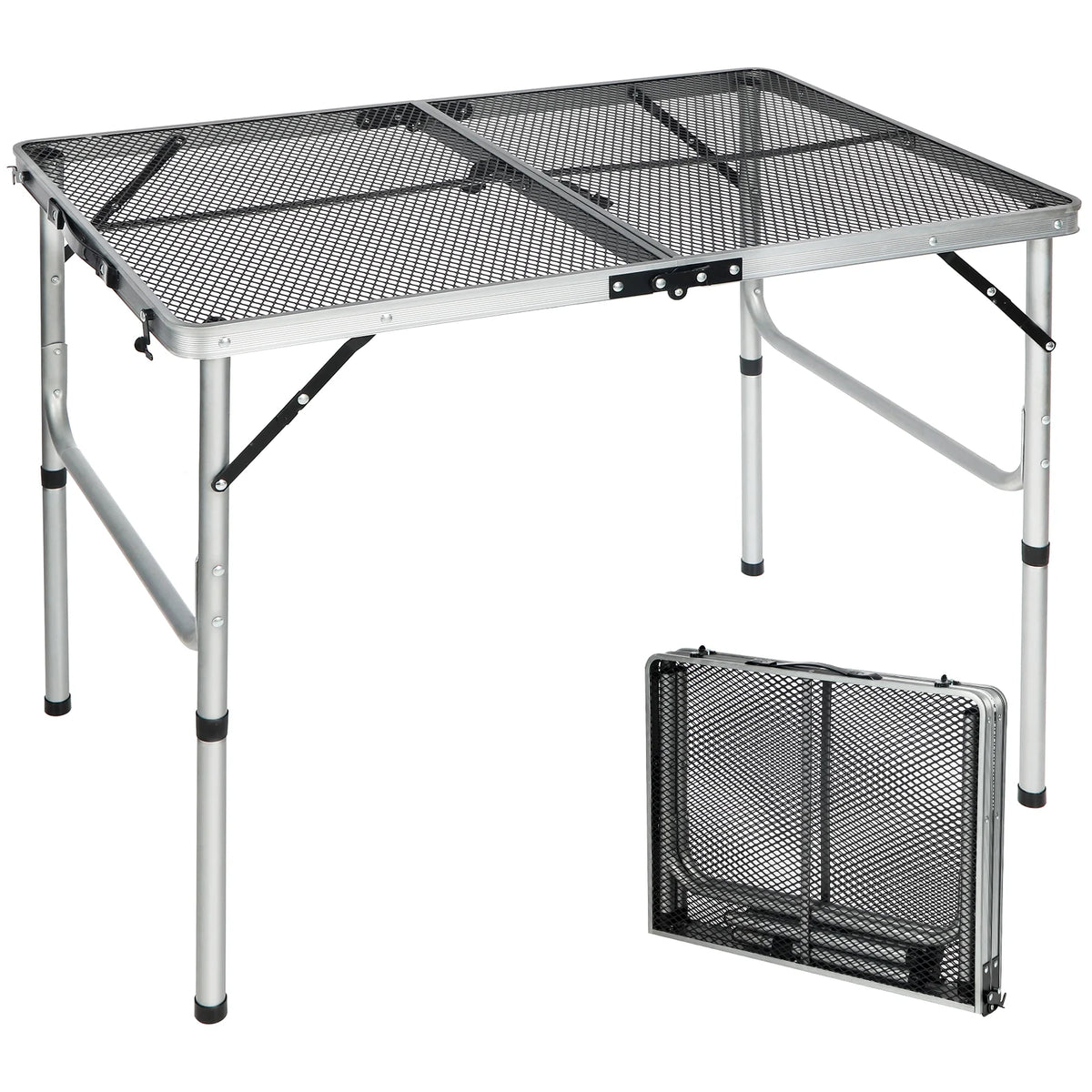 Folding Portable Aluminum Grill Table with Adjustable Height Legs D465