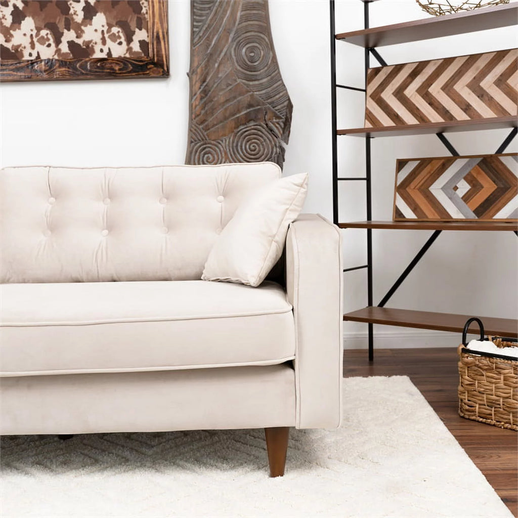 Beige Velvet Living Room Couch E65152