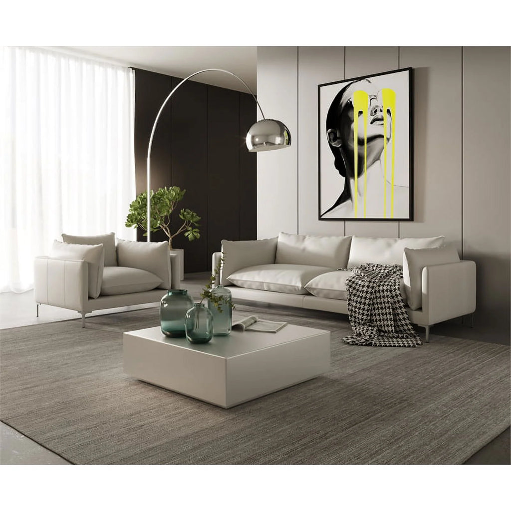 White L-Grade Leather Upholstered Sofa G21983