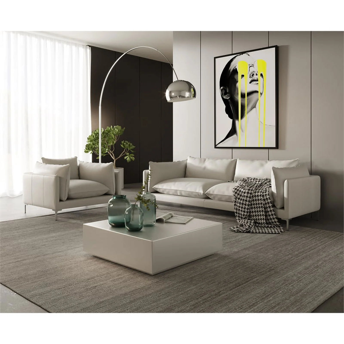White L-Grade Leather Upholstered Sofa G21983