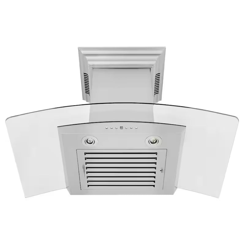 36 in. 400 CFM Ducted Wall Mount Range Hood in Stainless Steel and Glass L788988
