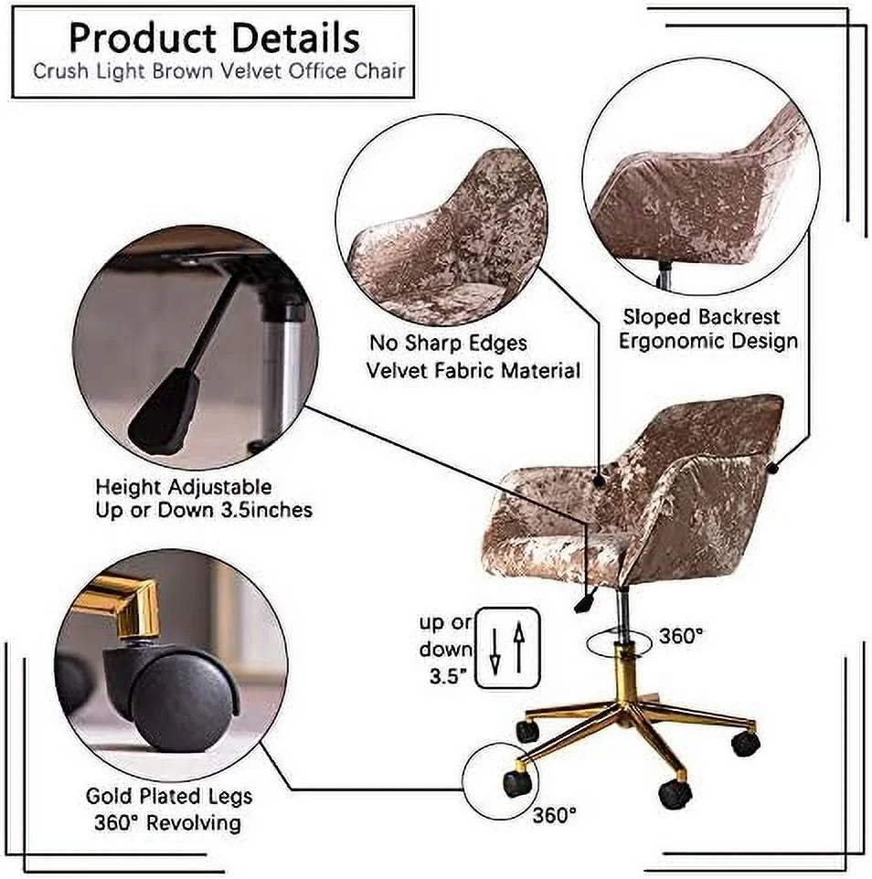 Velvet Fabric Swivel Desk Chair K66026