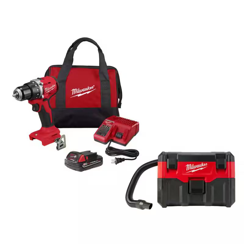 18V Lithium-Ion Brushless Cordless Compact Drill/Driver with Battery, Charger & Bag Q32954
