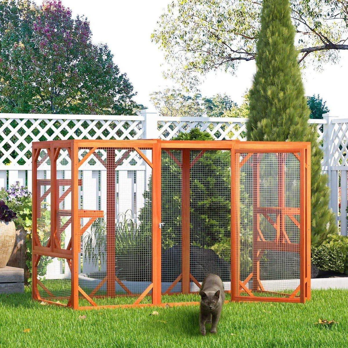 Wooden Weatherproof Outdoor Cat Enclosure J5160