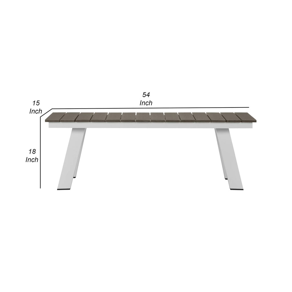 54 Inch Gray Polyresin Top Outdoor Dining Bench S188