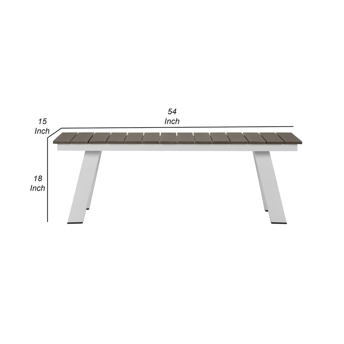 54 Inch Gray Polyresin Top Outdoor Dining Bench S188