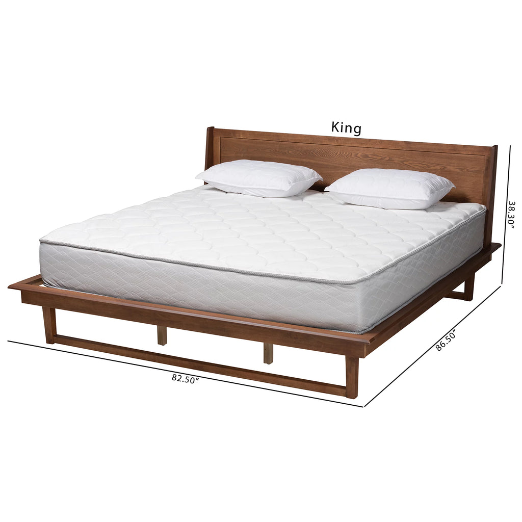 Queen Size Ash Walnut Finished Wood Platform Bed E978506