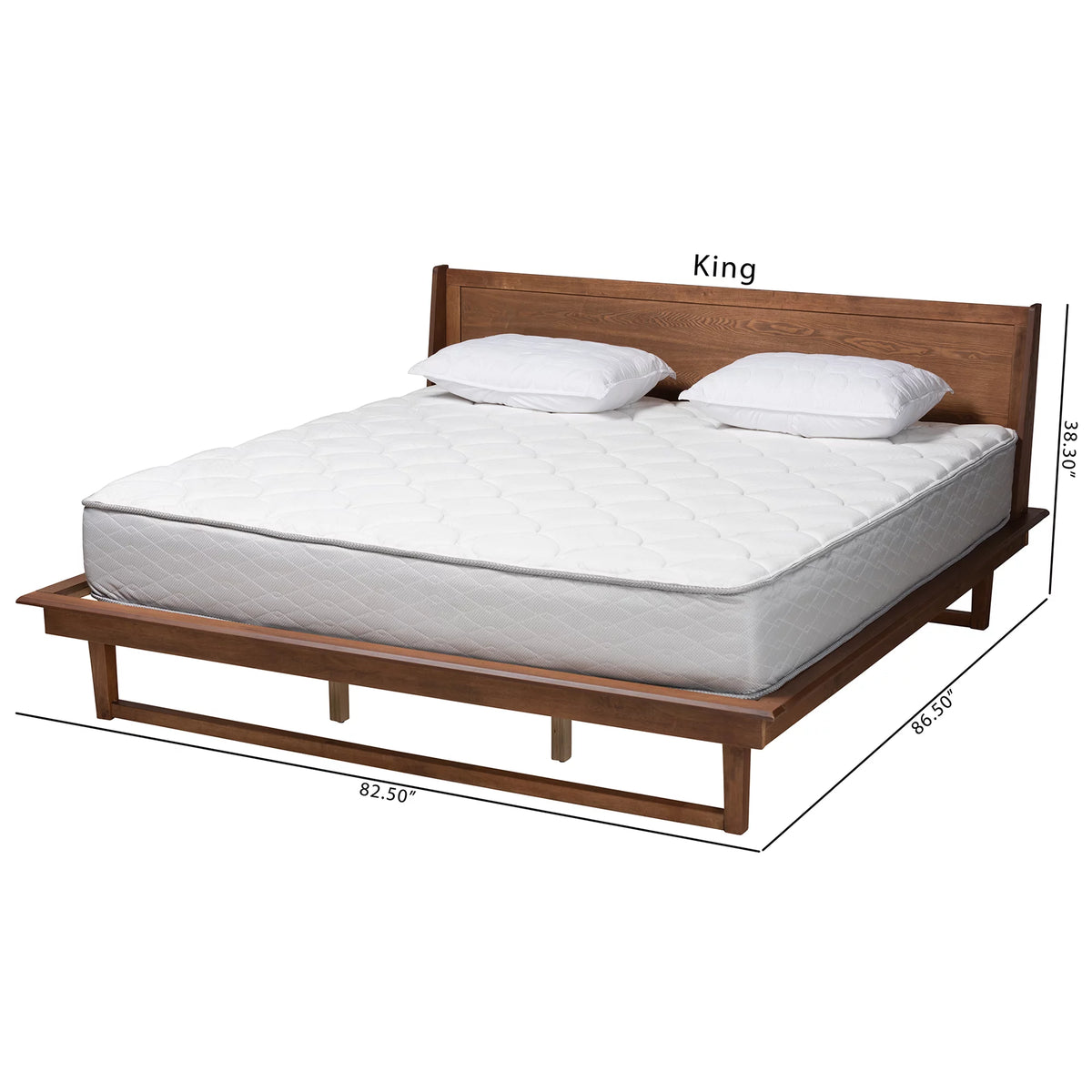 Queen Size Ash Walnut Finished Wood Platform Bed E978506
