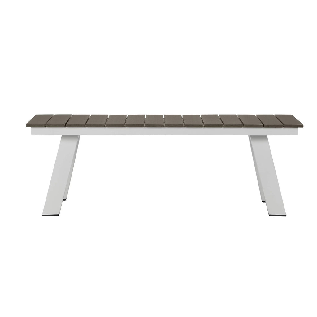 54 Inch Gray Polyresin Top Outdoor Dining Bench S188