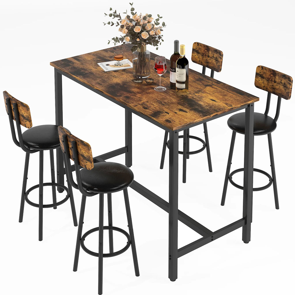 5 Piece Bar Height Dining Table Set with Upholstered Stools J5070
