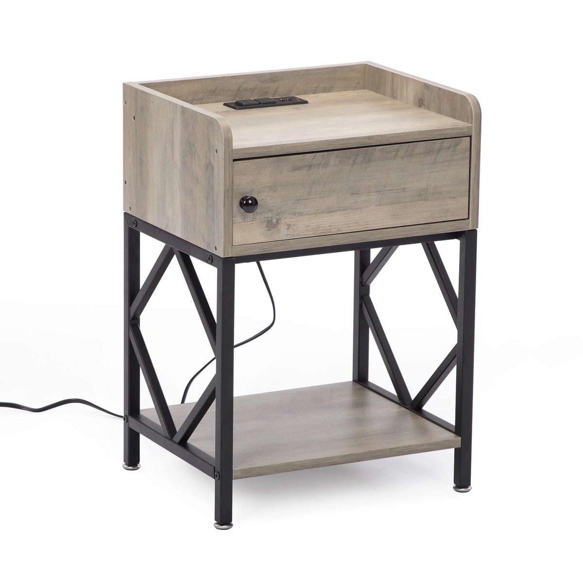 Set of 2 Night Stand with USB Port and Storage Shelf W89856