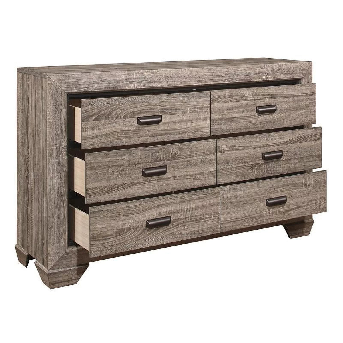 Gray 6 Dovetail Drawers Modern Wood Dresser E933499