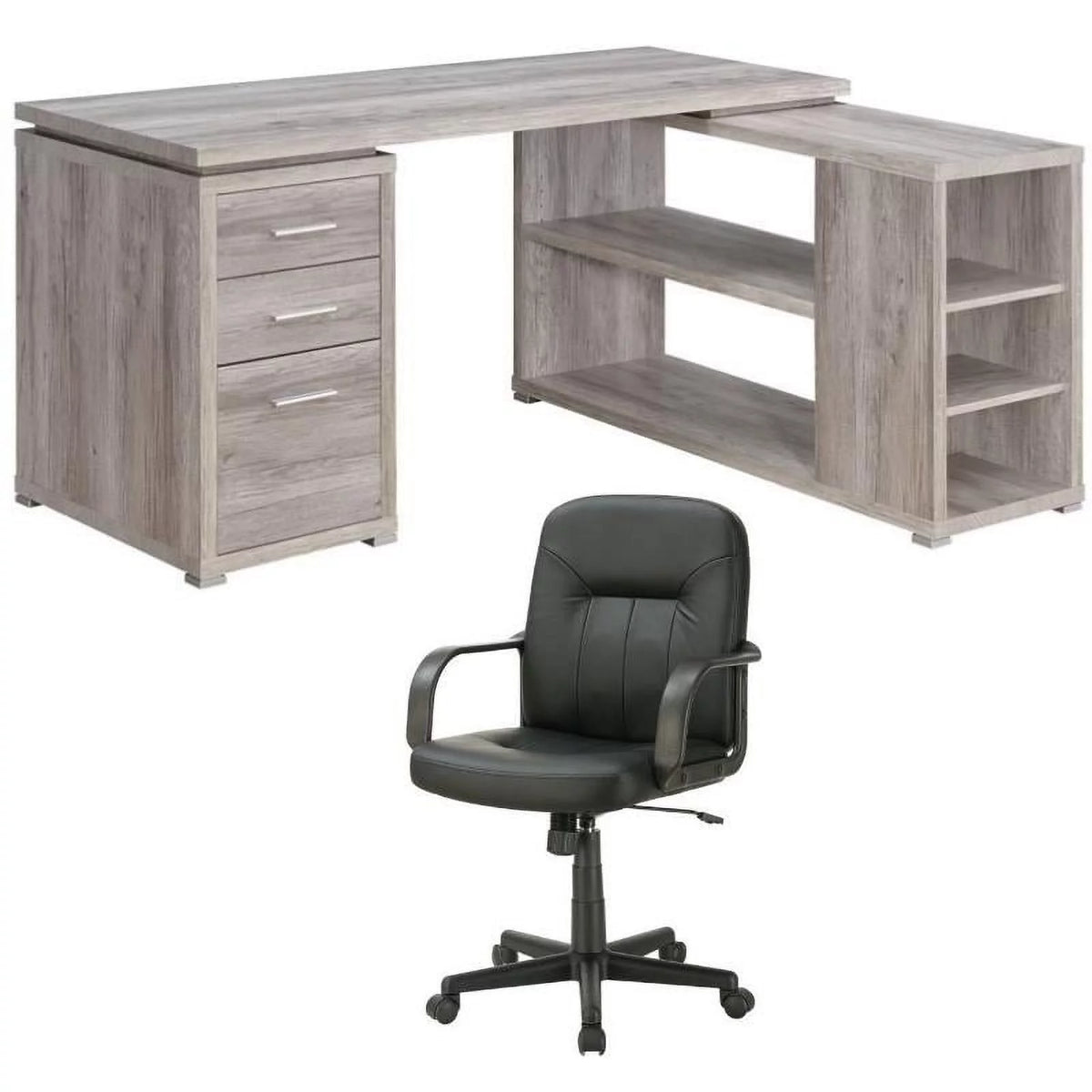 2 Piece L-Shaped Desk and Adjustable Office Chair I294681