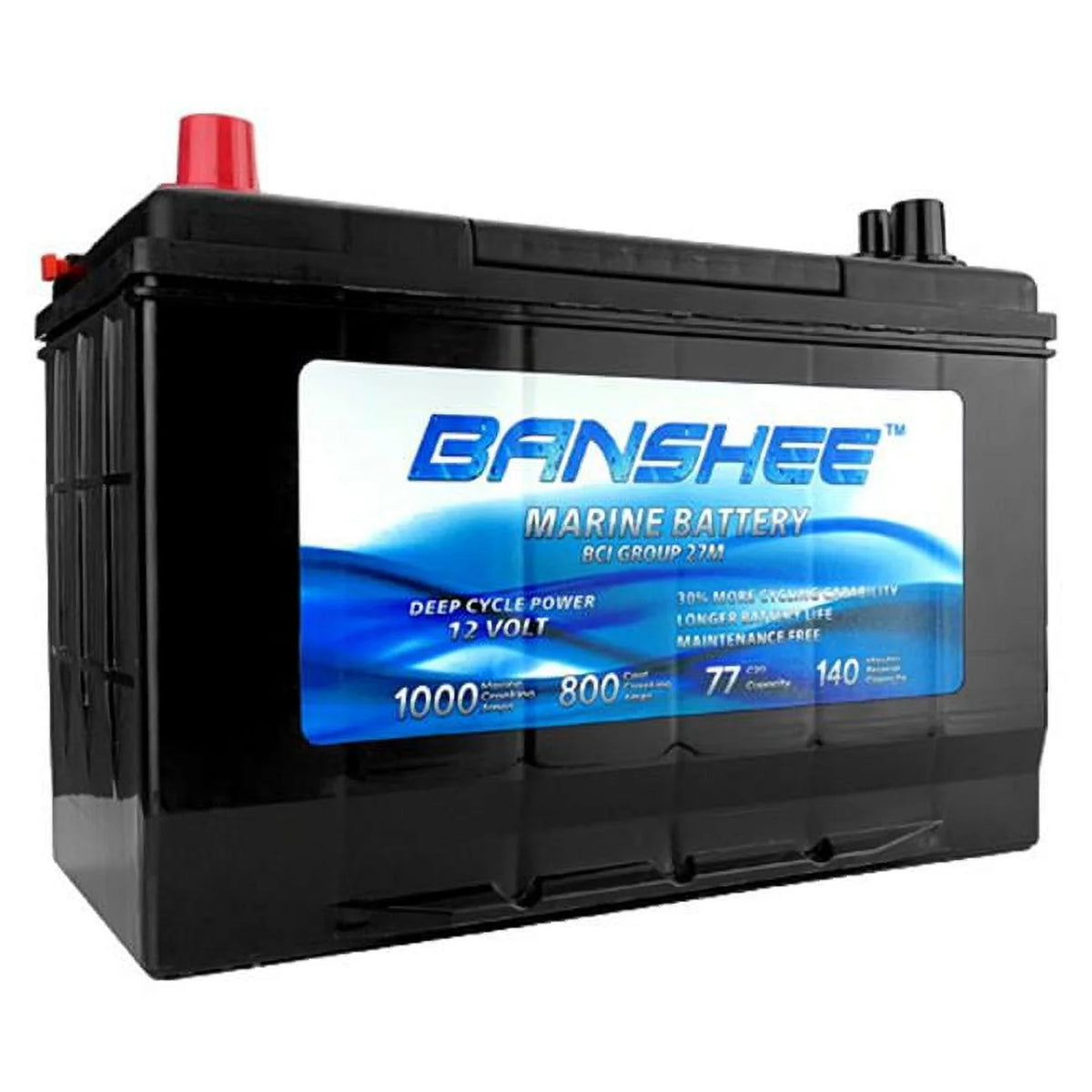 12V 77Ah Deep Cycle Marine Battery Group Size 27 S2624
