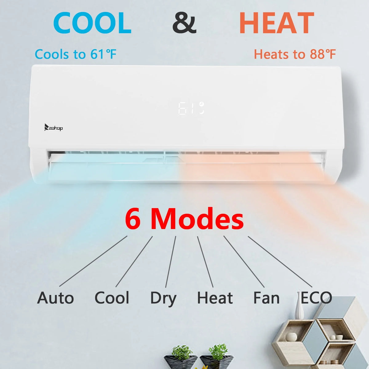 9000 BTU Wifi Enabled Mini Split Air Conditioner & Heater K82805