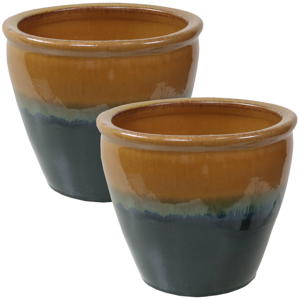 Set of 2 Glazed Ceramic Planters L670