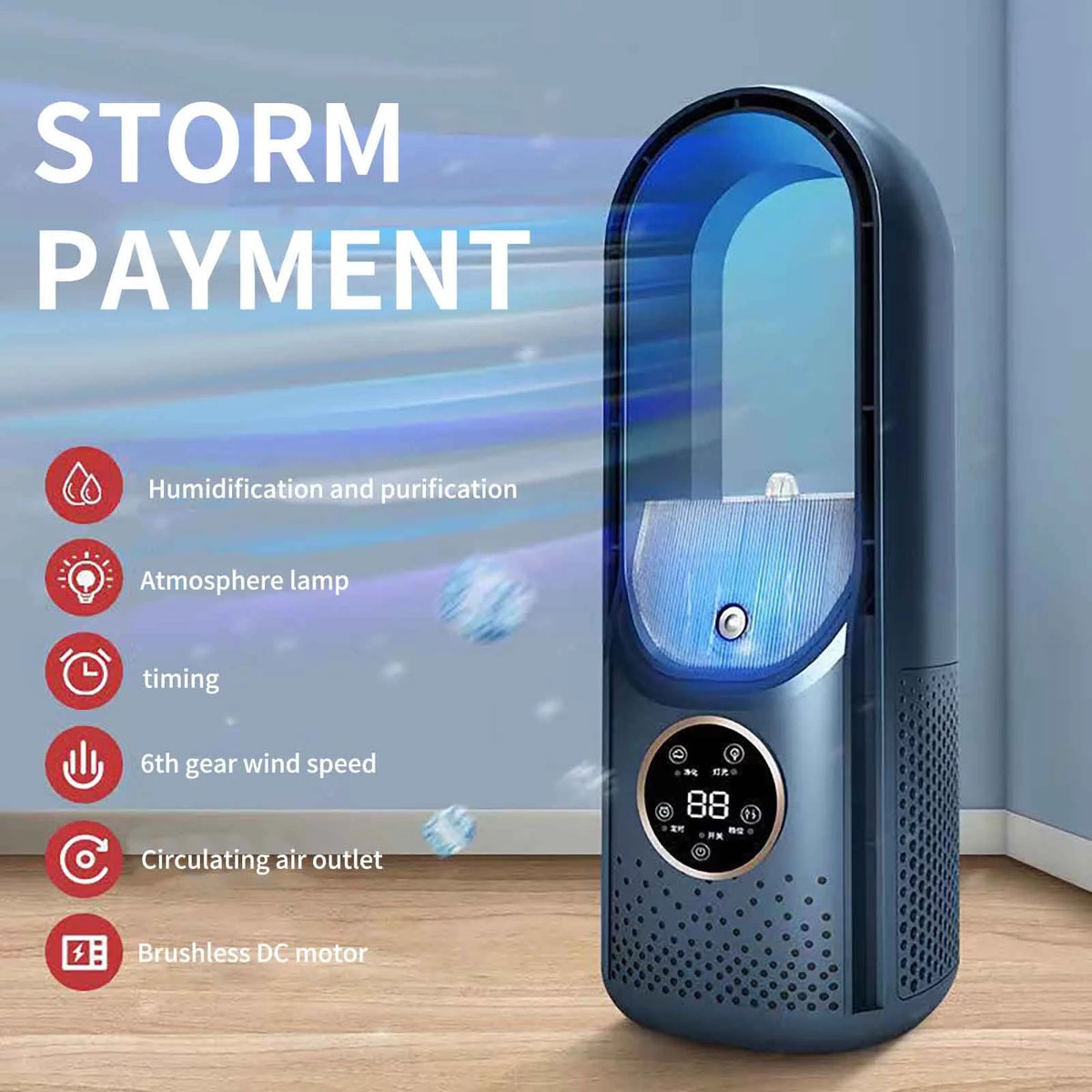 Portable Desk Fan with Night Light & Timer M74038