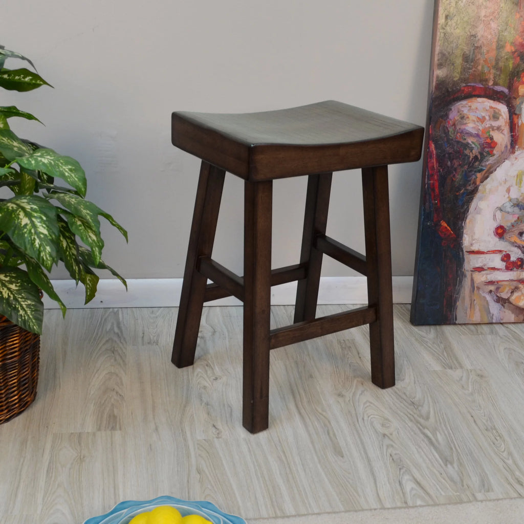 Black Wood Saddle Seat Counter Stool P412955
