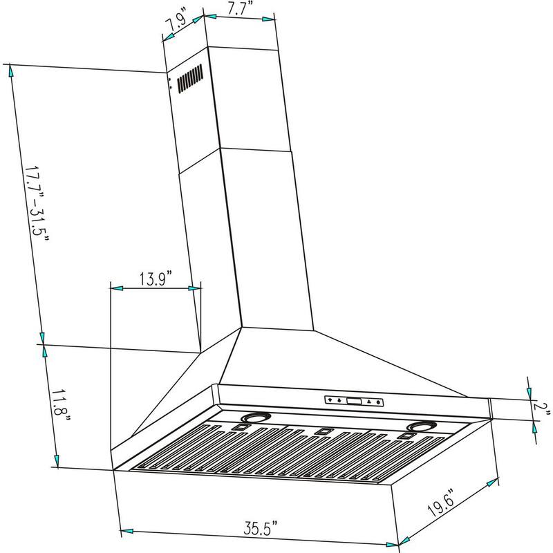 36 in. 380 CFM Ducted Wall Mount Range Hood with Light in Stainless Steel X27086
