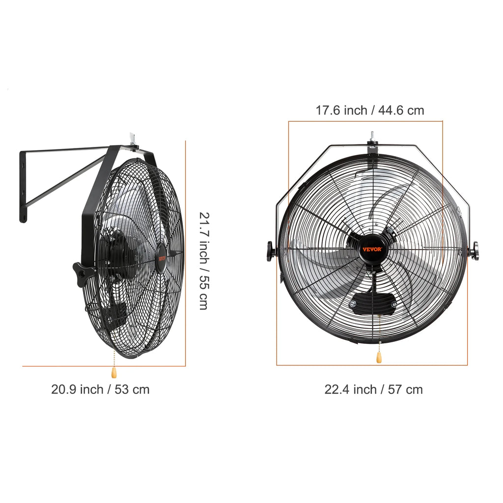 Wall Mount Oscillating Fan 17.6'' 3 Speed Waterproof B40134