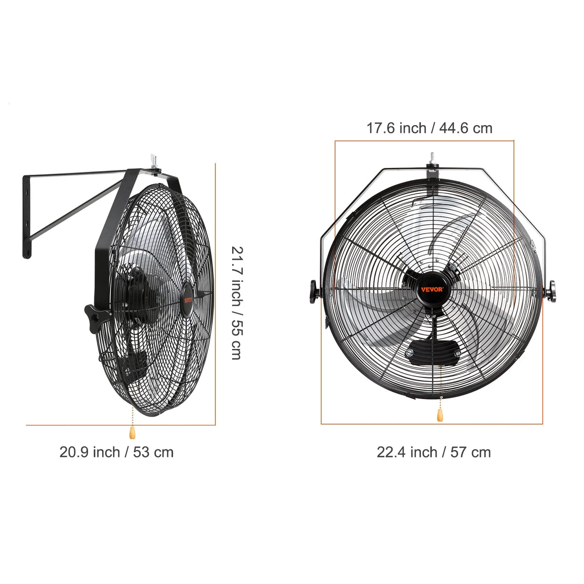 Wall Mount Oscillating Fan 17.6'' 3 Speed Waterproof B40134