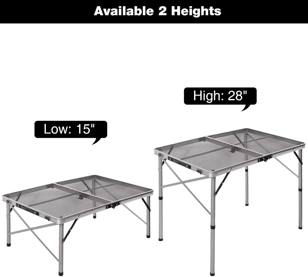 Folding Portable Aluminum Grill Table with Adjustable Height Legs D465