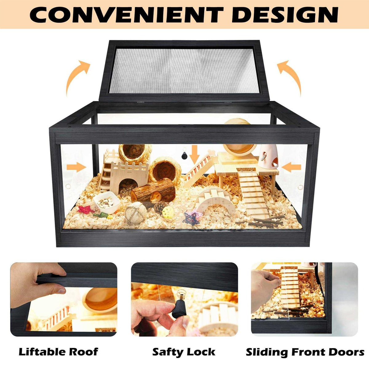 Wooden Hamster Cage with Acrylic Sheets Z78140