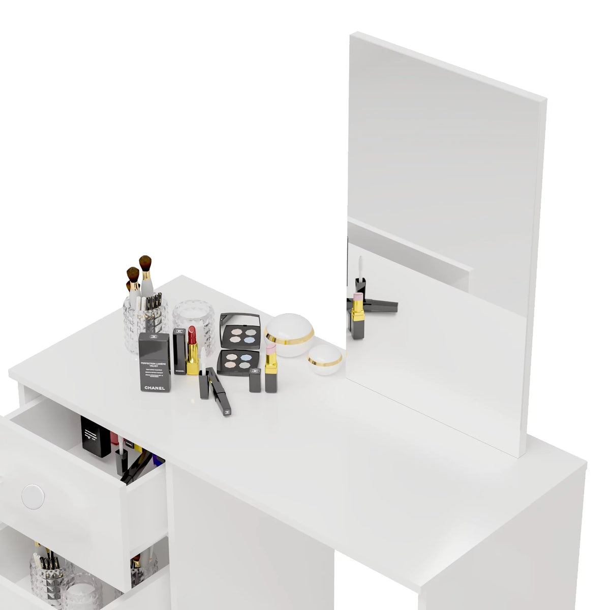 White 3 Drawer Vanity Table with Mirror O553508