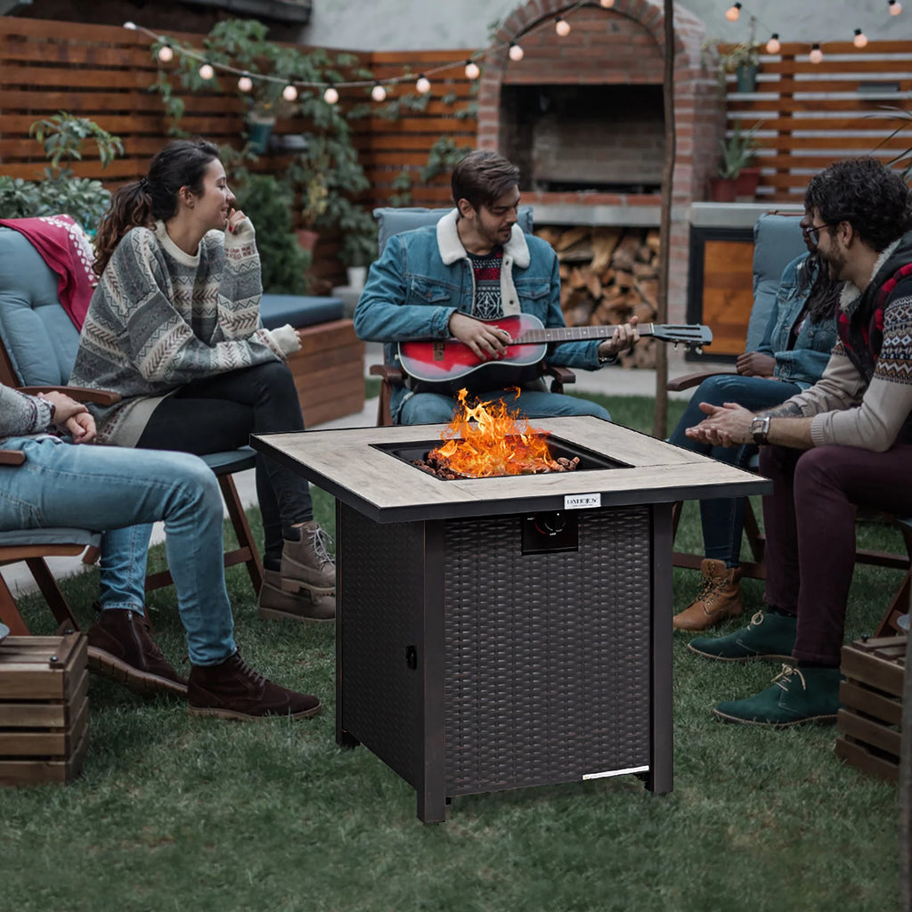 30'' Square Propane Gas Fire Pit Table 50,000 BTU with Cover L926