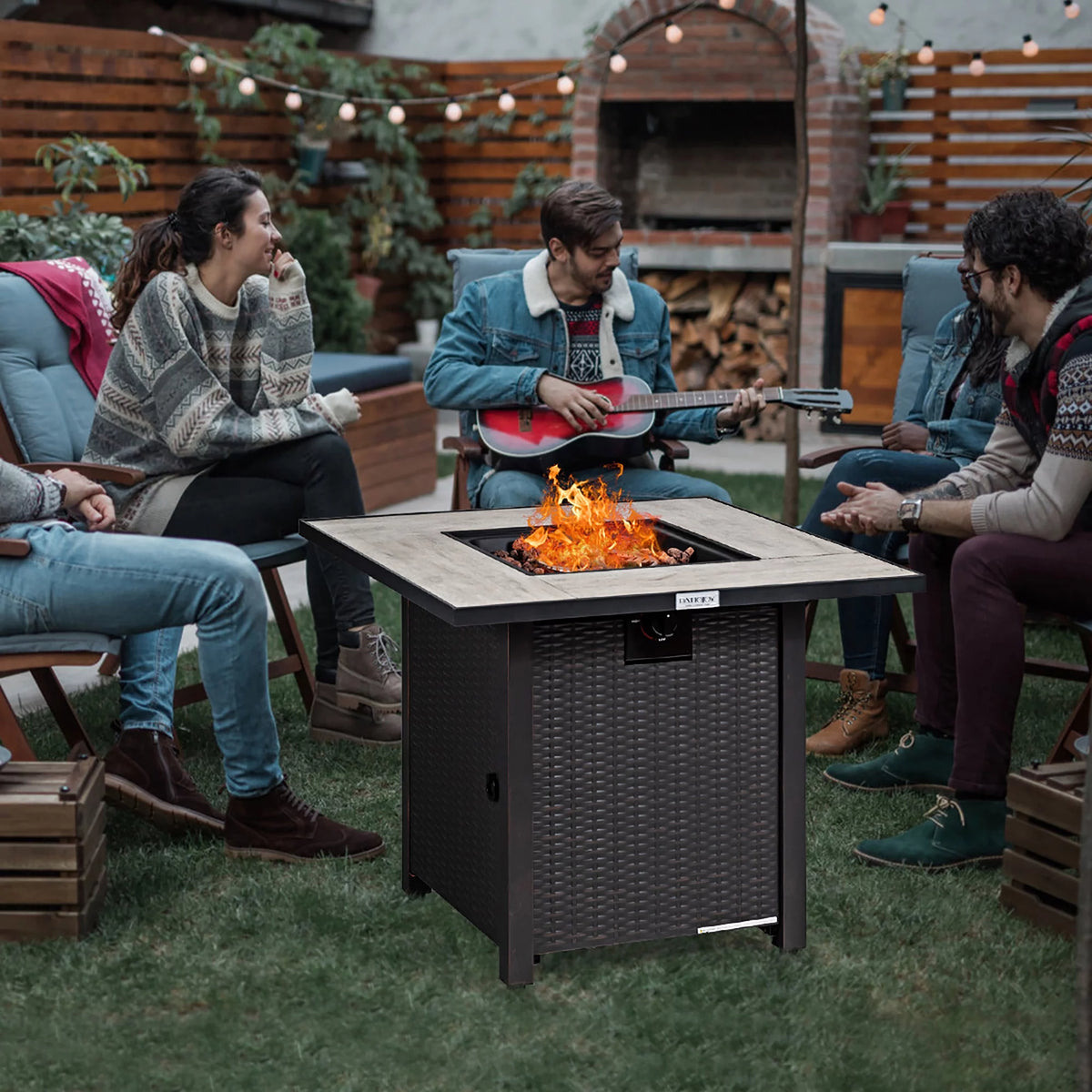 30'' Square Propane Gas Fire Pit Table 50,000 BTU with Cover L926