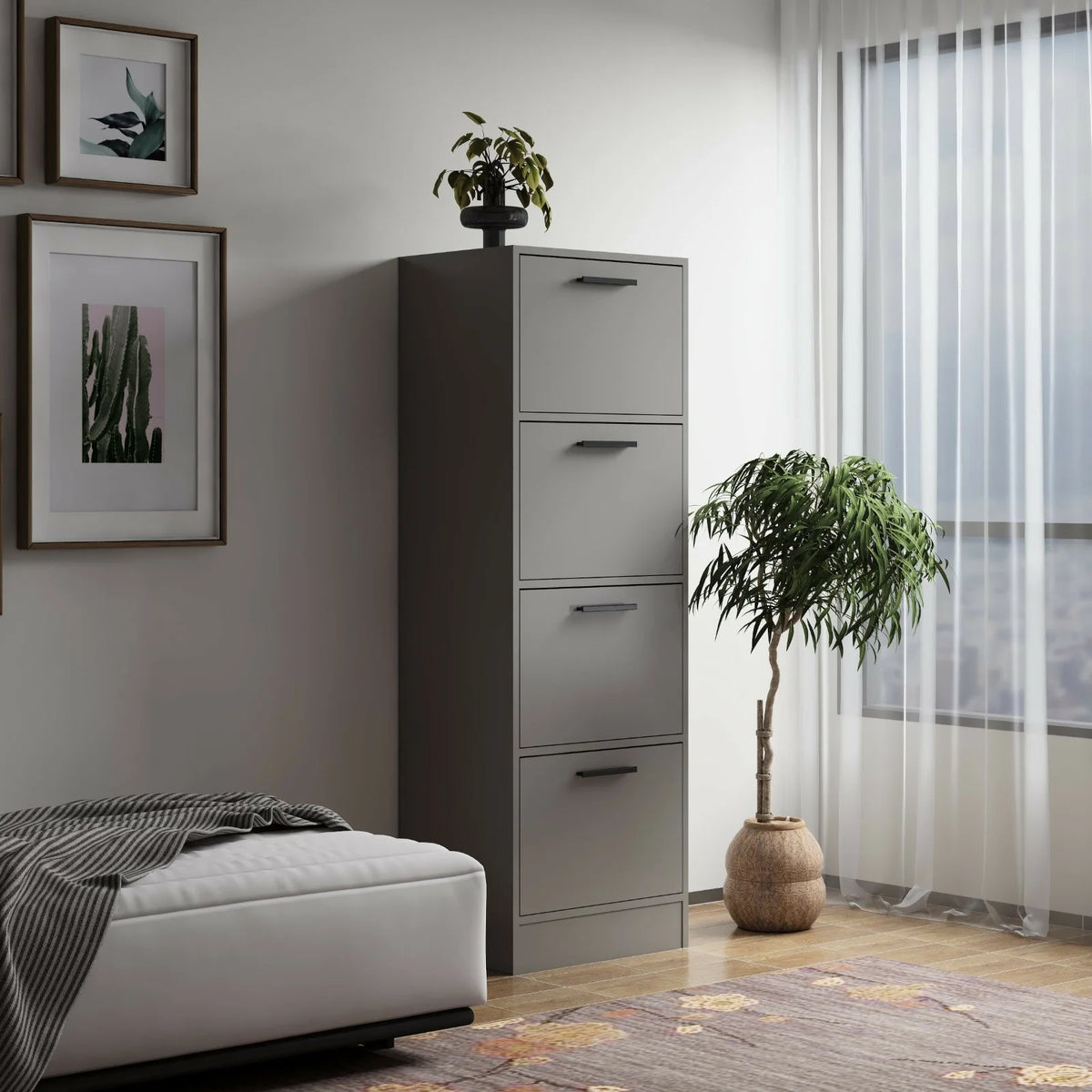 4 Drawer Wood Lateral Filing Cabinet with Lock A2891