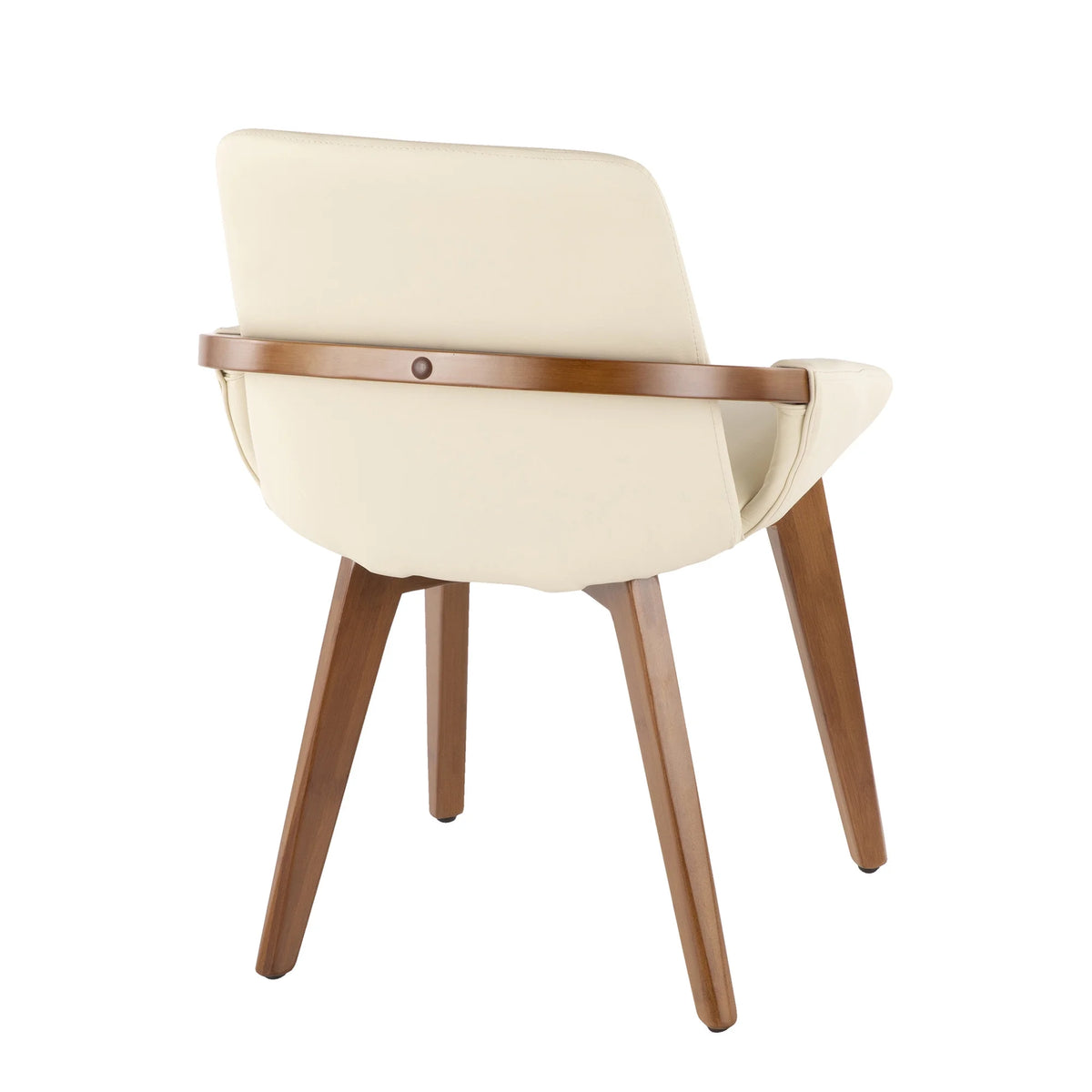 Mid-Century Chair in Walnut and Cream Faux Leather F2024