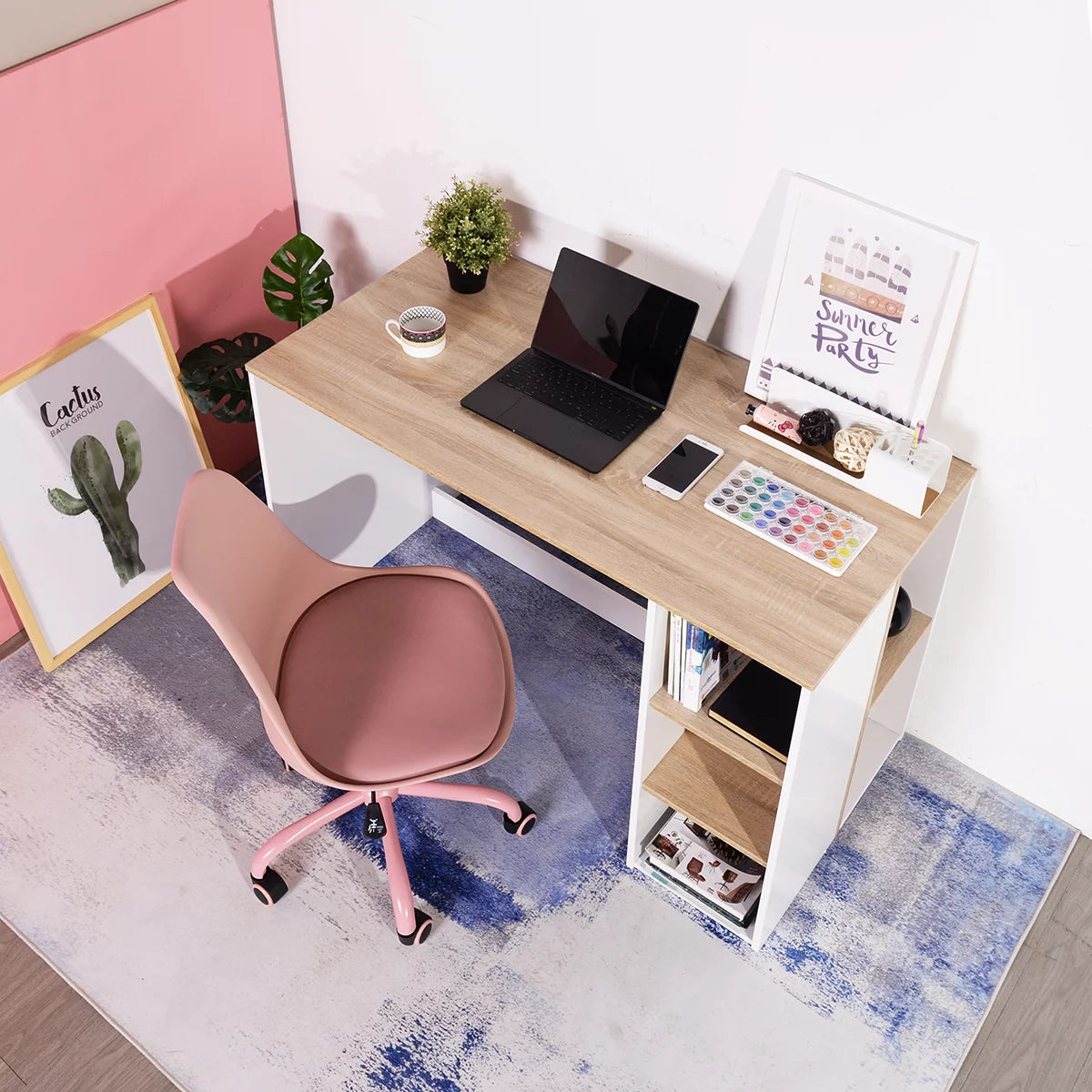 47.2" Computer Desk with 5 Storage Shelves V37372