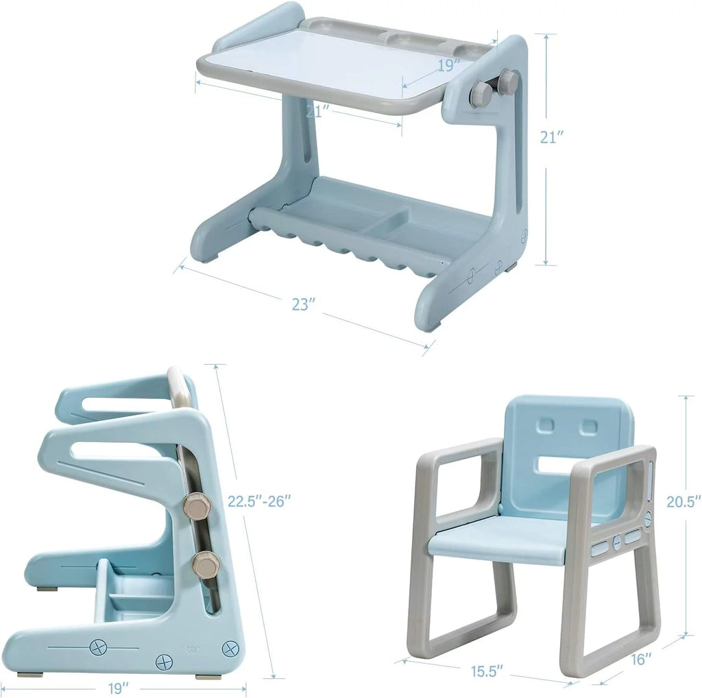 2 in 1 Kids Table & Chair Blue A136807