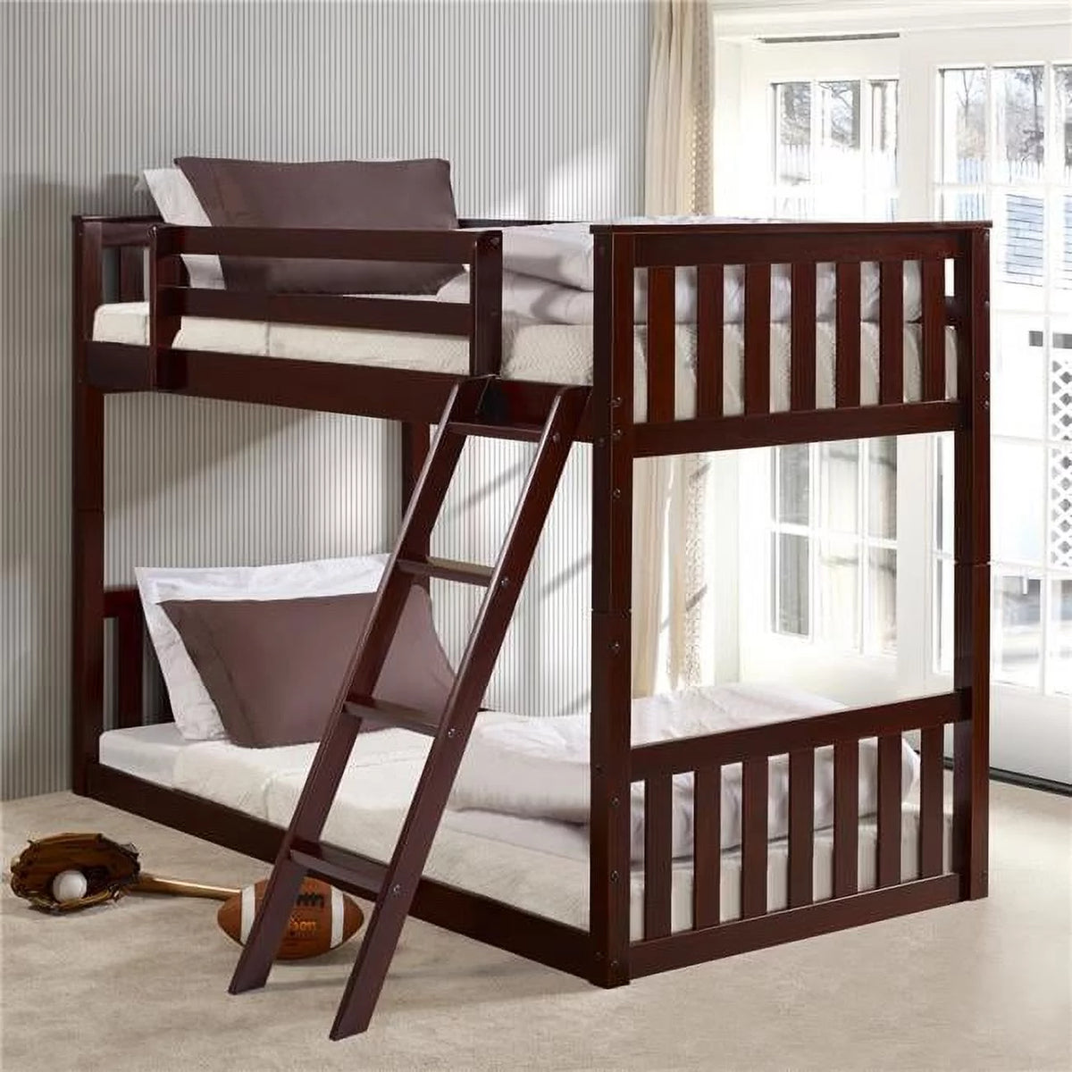 Twin Over Bunk Bed Dark Cappuccino I909