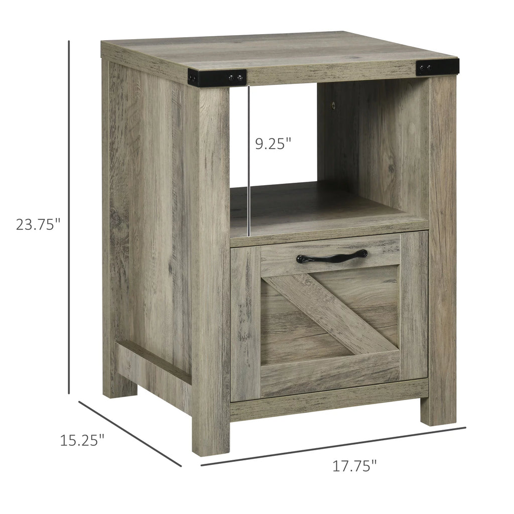 Set of 2 Gray Oak Side Table with Storage T2796