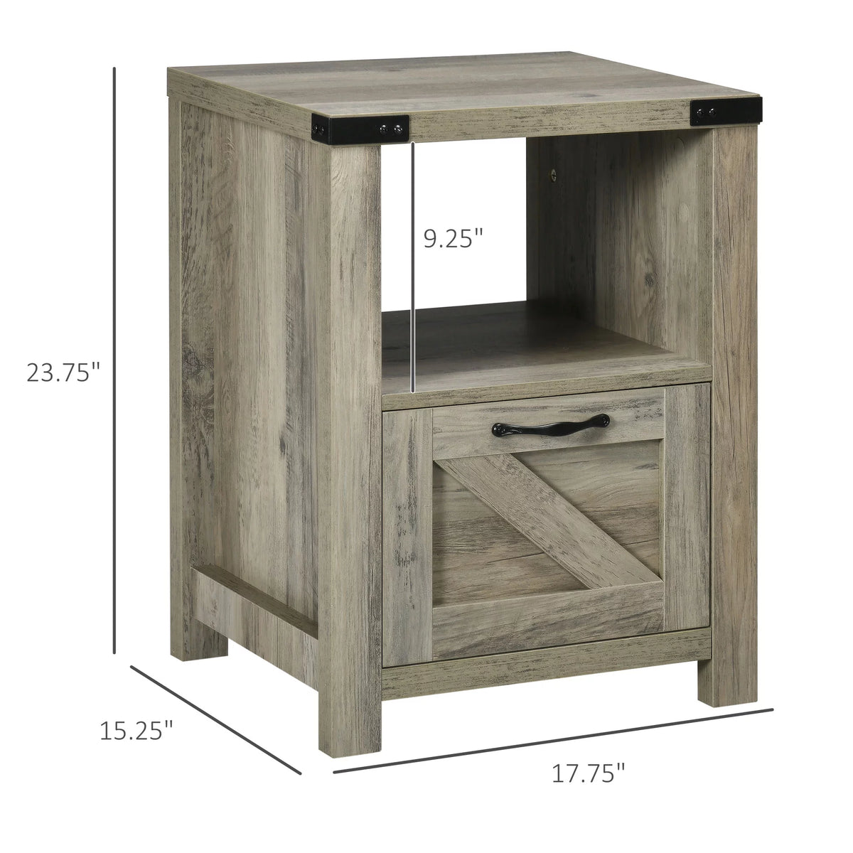 Set of 2 Gray Oak Side Table with Storage T2796