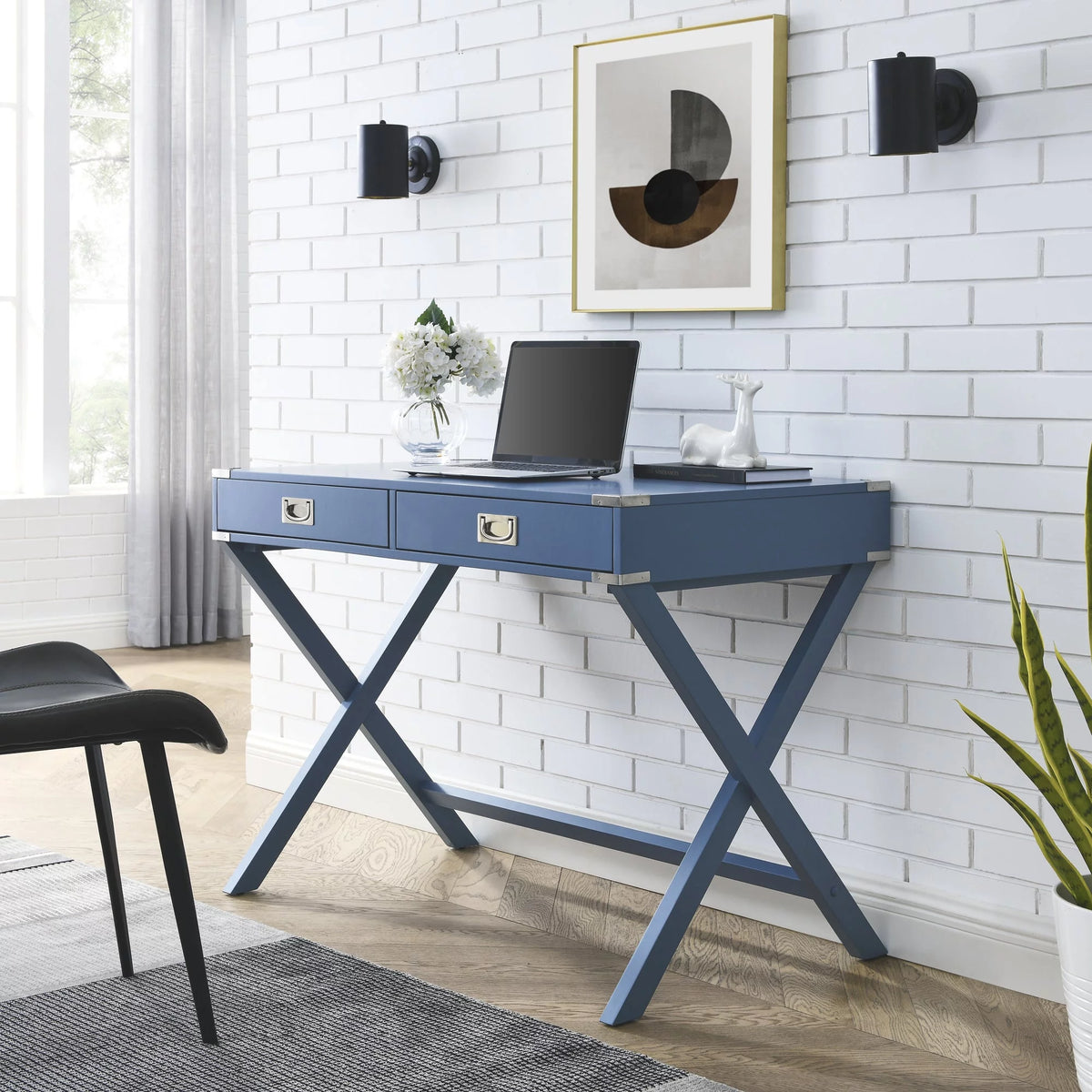 Solid Wood Computer Desk with Drawers L9637