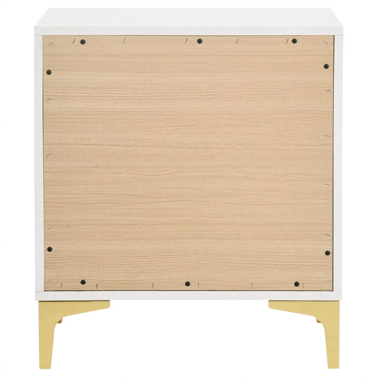 White 2-drawer Wood Nightstand with Metal Base P525936