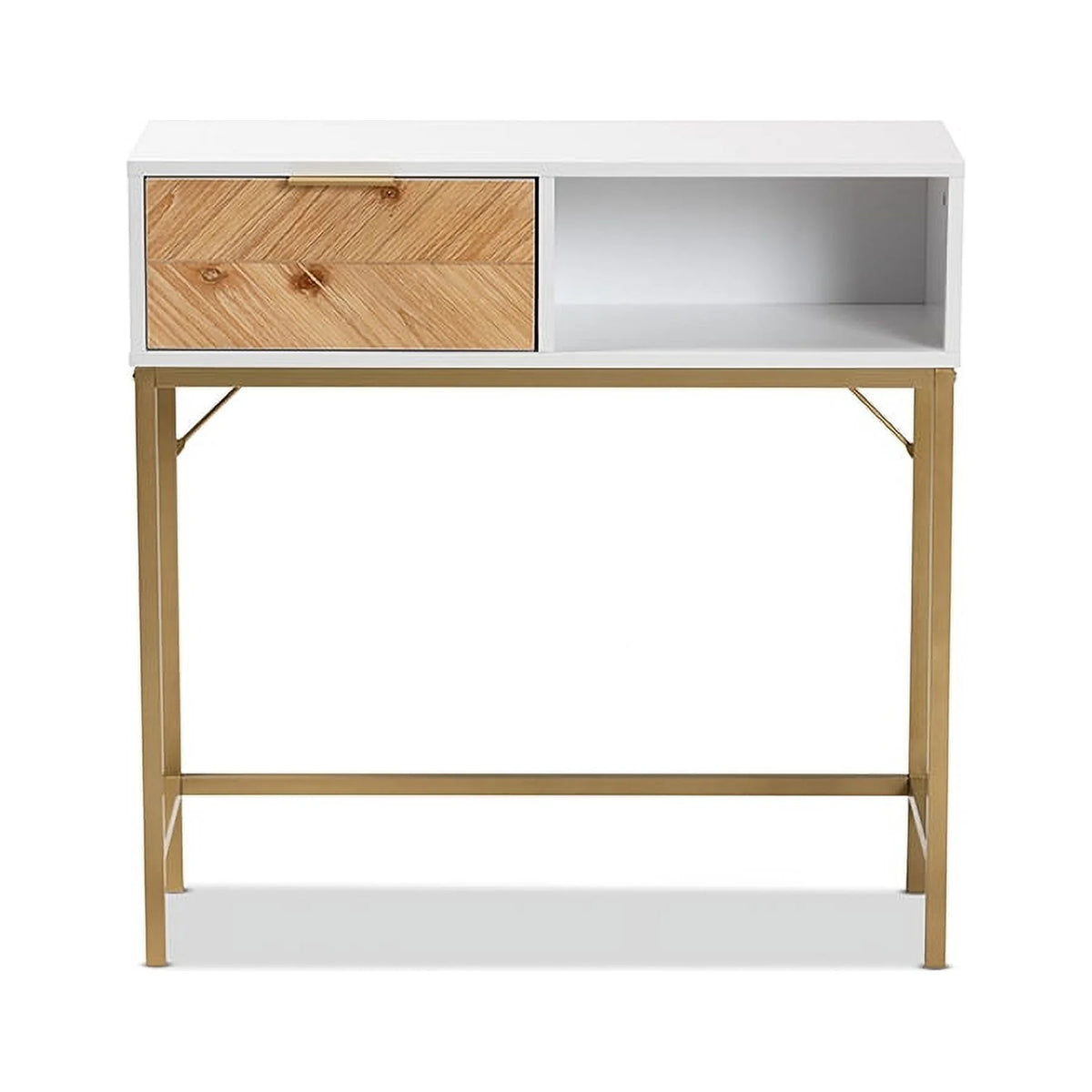 Oak Brown and White 1-Drawer Console M502508