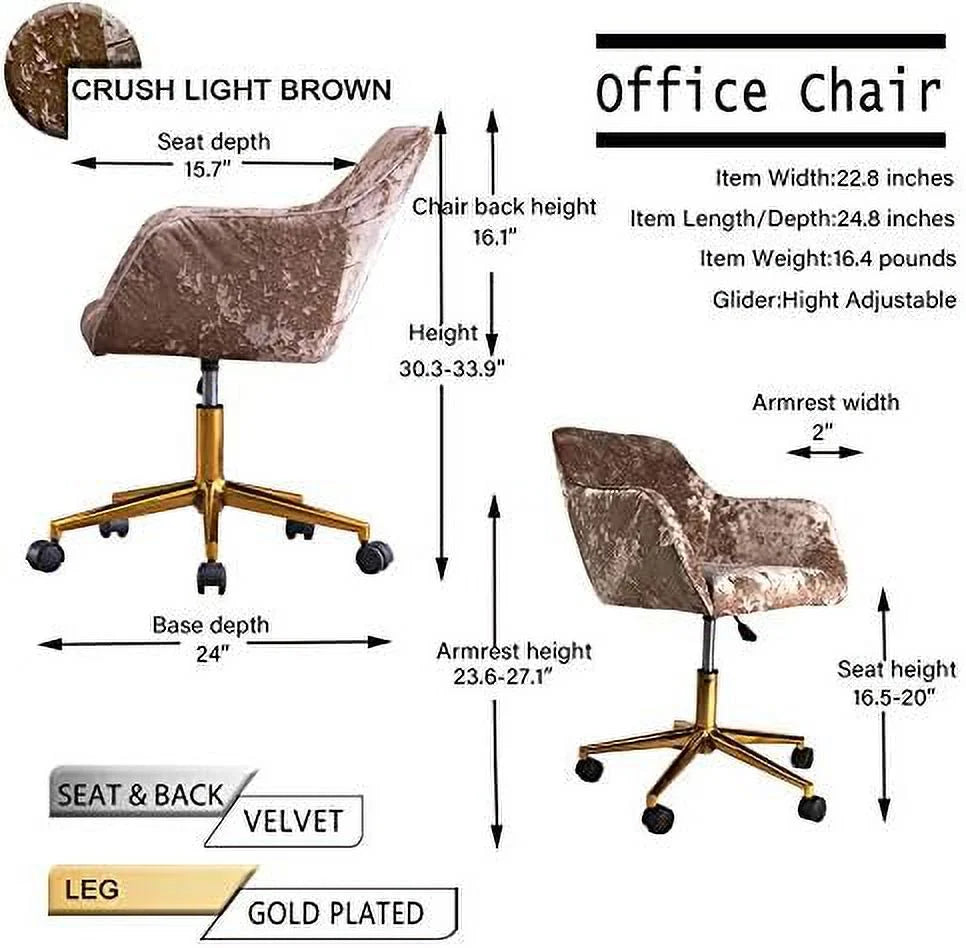 Velvet Fabric Swivel Desk Chair K66026