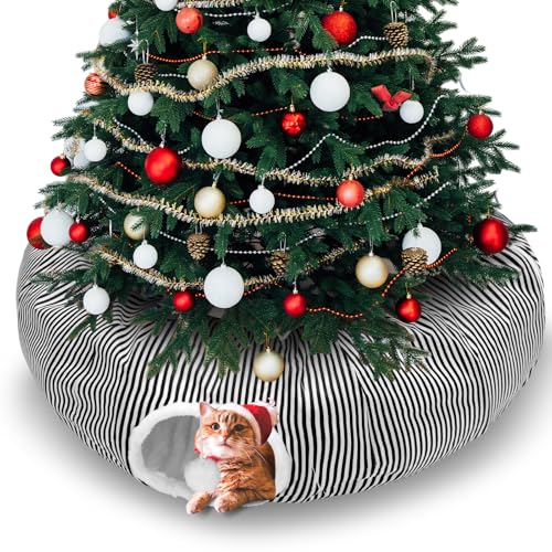 Christmas Tree Cat Tunnel Bed 3 Way Woven Brown L624