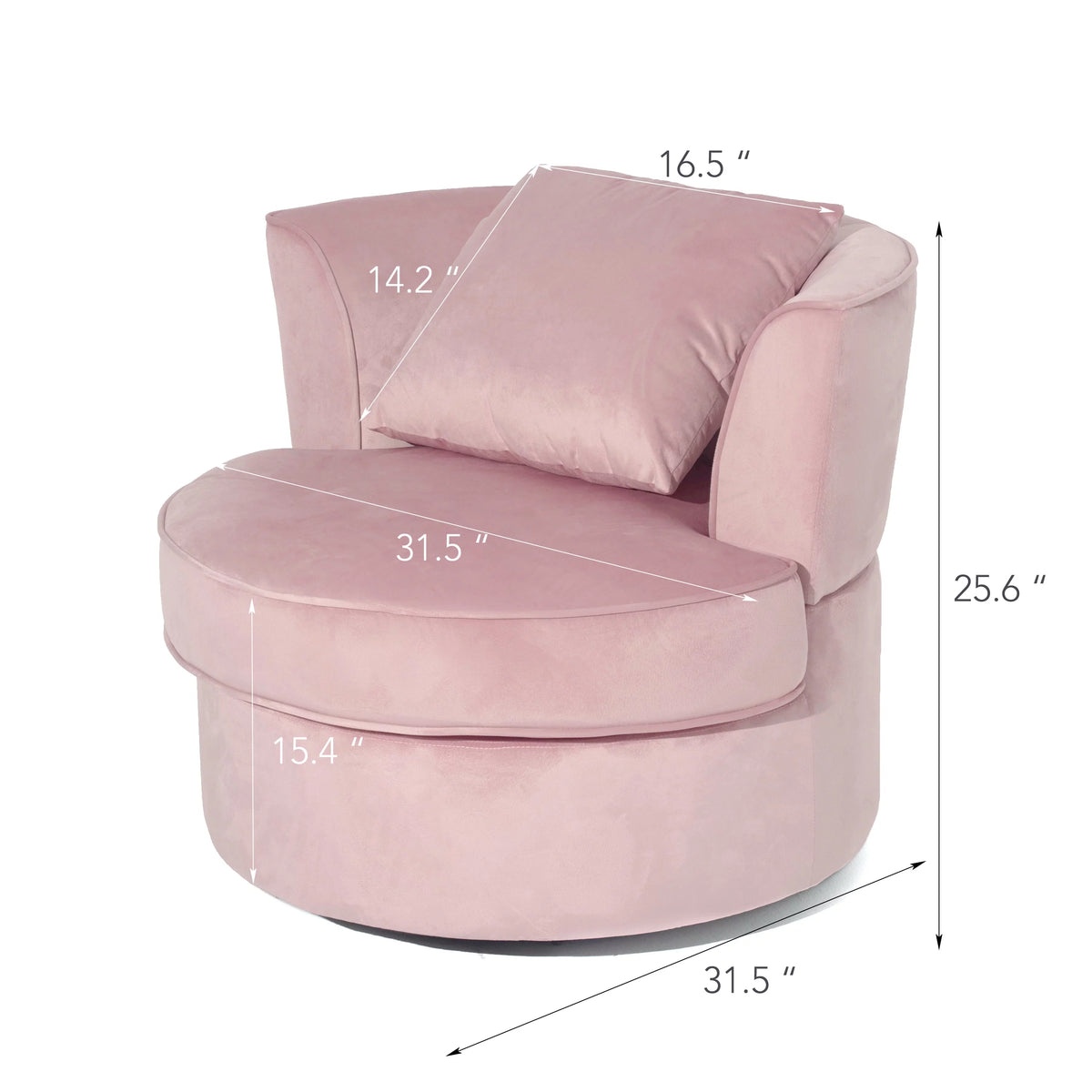 Pink Velvet Swivel Barrel Chair with 1 Pillow D4058